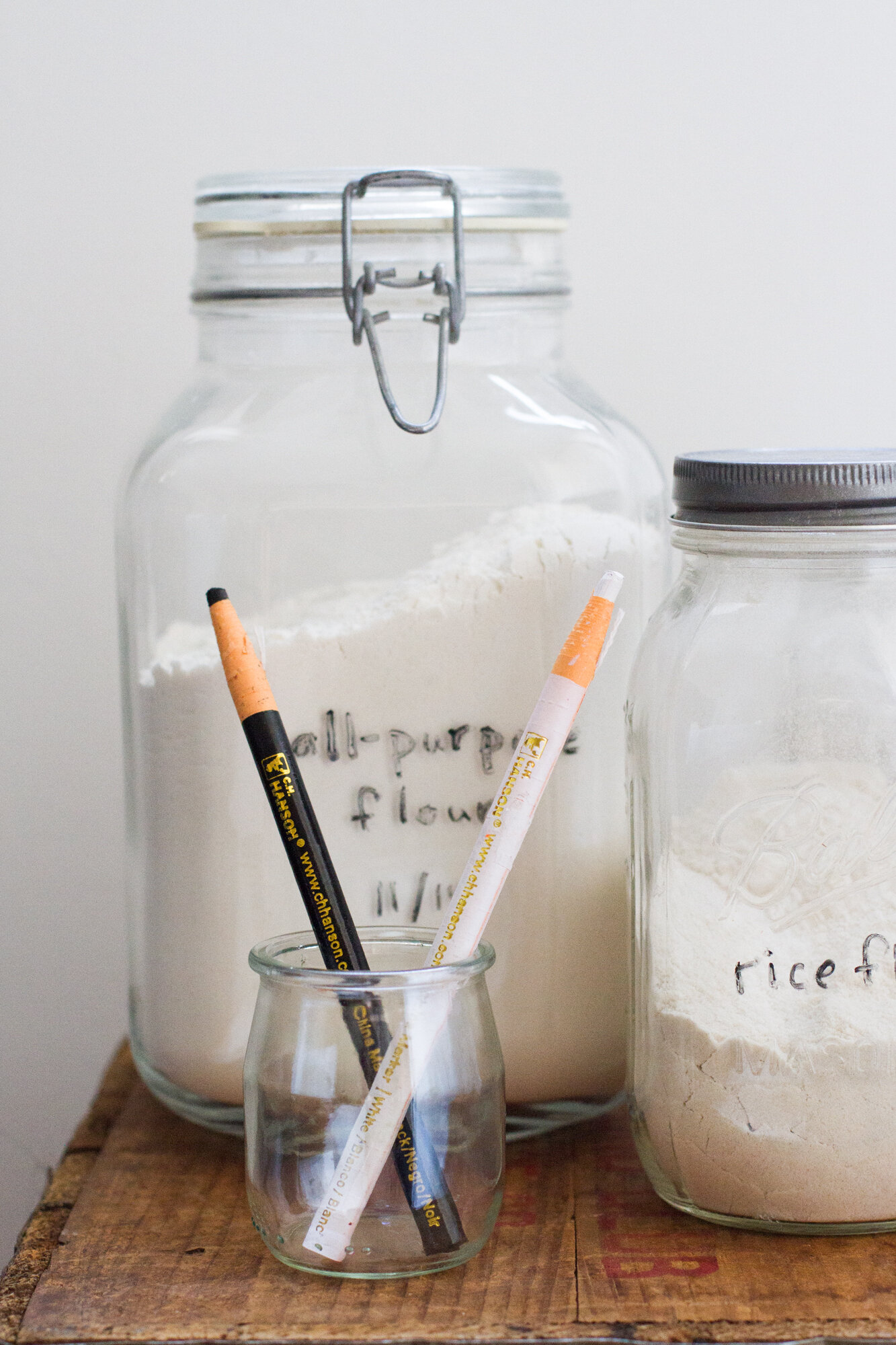 labeling glass jars with china markers  | reading my tea leaves